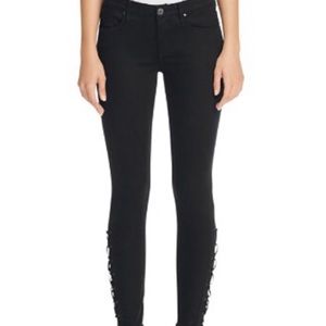 Blank NYC Black Lace Up Ankle Skinny Jeans, 29
